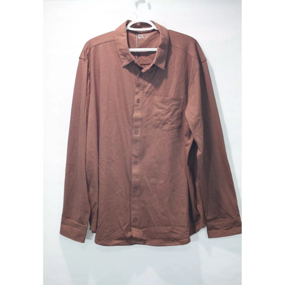VRST Mens Long sleeve‎ Button down Shirt Brown Size 2XL